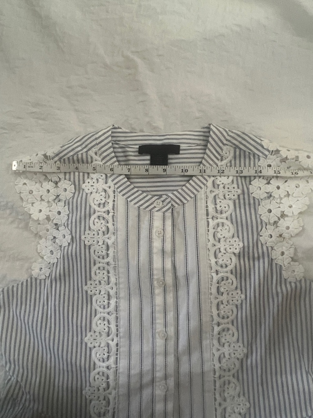 Striped Peplum women’s Top/Blouse, M, with Lace Trim - Blue & White - Picture 13 of 13